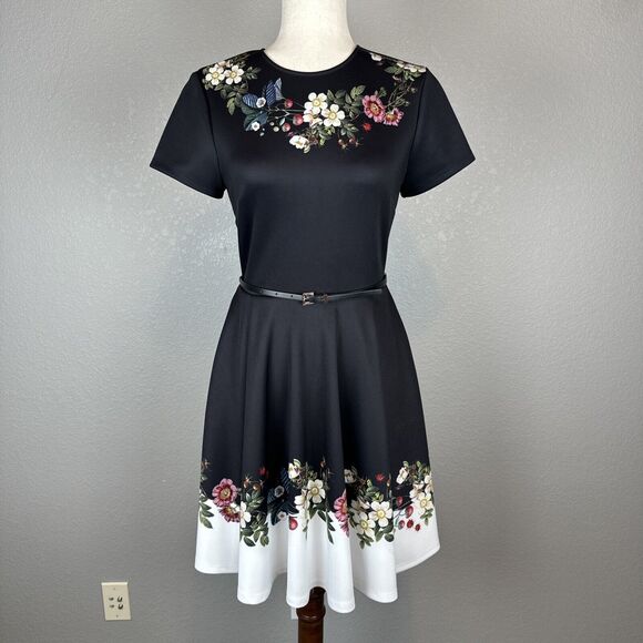 Ted Baker Dresses & Skirts - Ted Baker Chestna Oracle Skater Dress Size 4 Belted Pockets Strawberry Floral